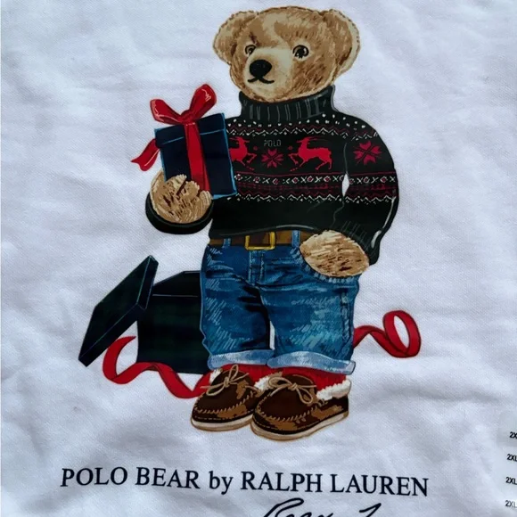 NWT Polo Ralph Lauren Men’s Holiday Polo Bear Fleece Sweatshirt 2XLT White NEW - Picture 4 of 4